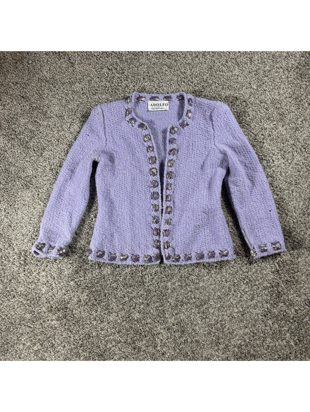 Adolfo At Saks Fifth Avenue S Vintage Wool Suit Jacket Lavender Boucle